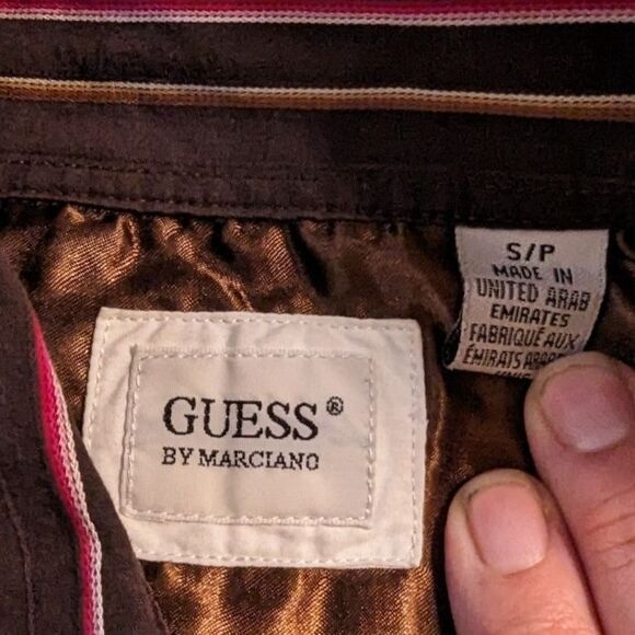 Guess by Marciano Men's Size Small Brown Striped 100% Cotton Button Front Shirt - Picture 4 of 6